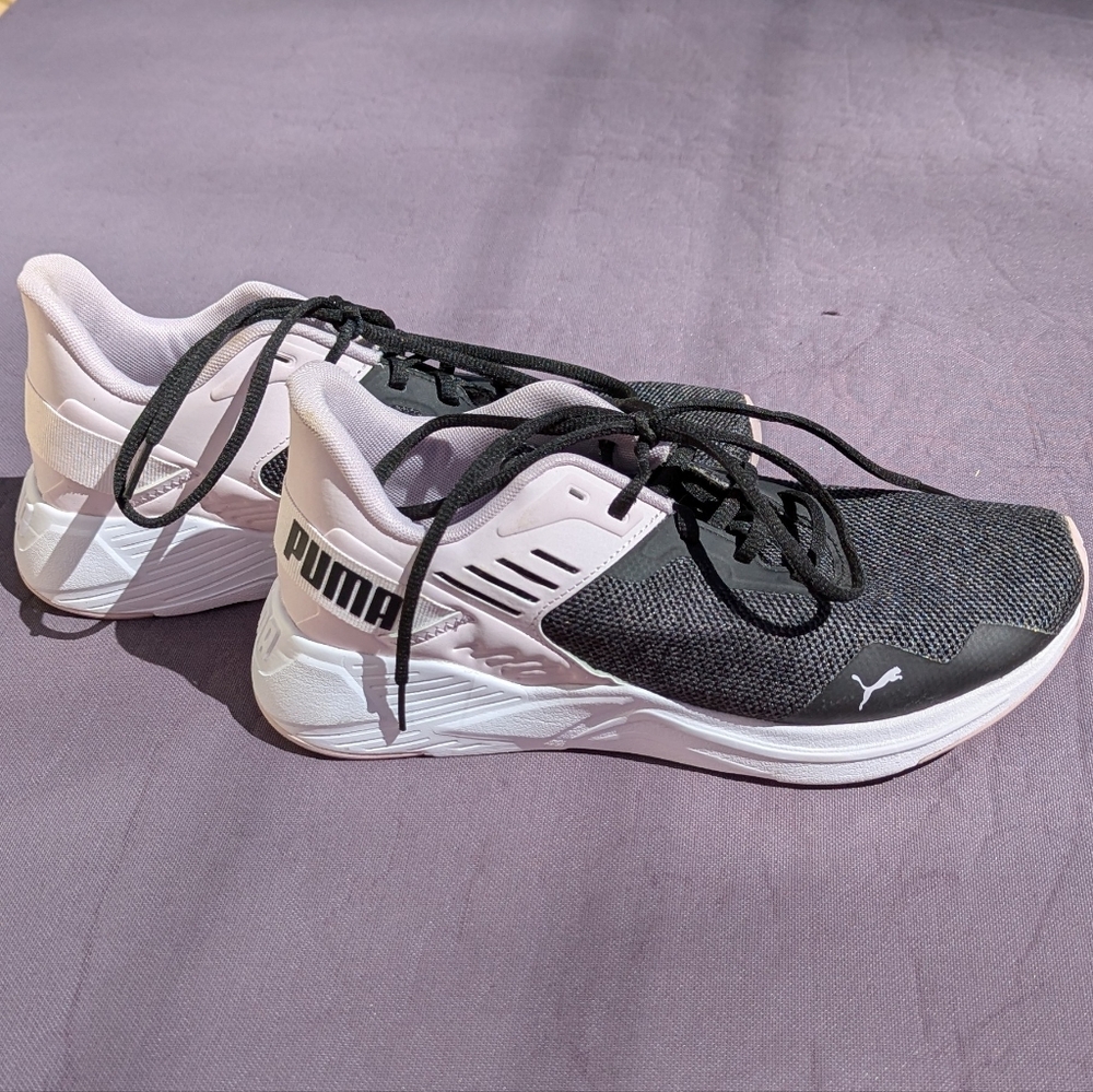 Puma Women's Black and Light Pink Sneakers Size 10